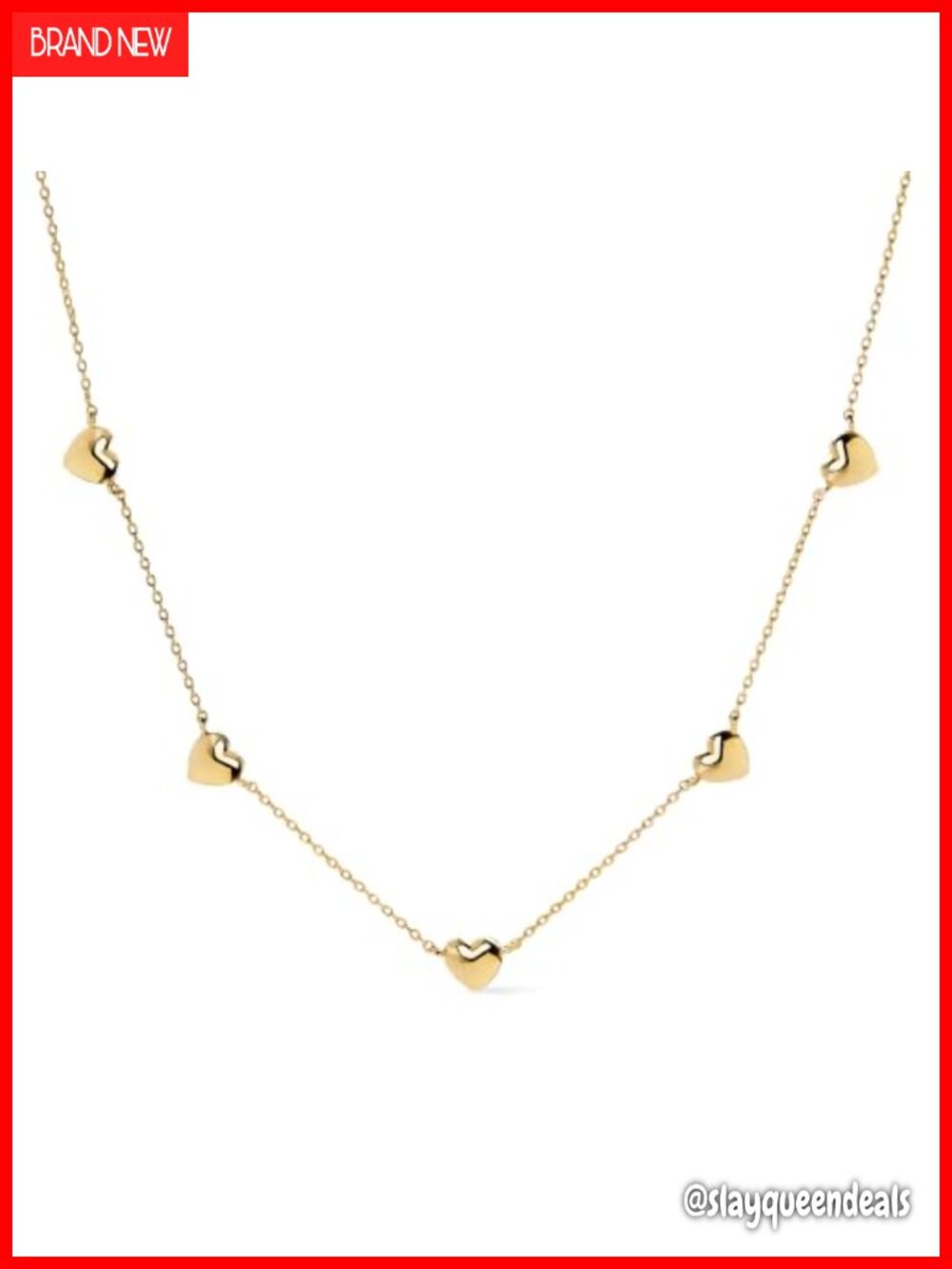 Women's 14k Gold Plated Heart Chain Necklace 16-18 Inch